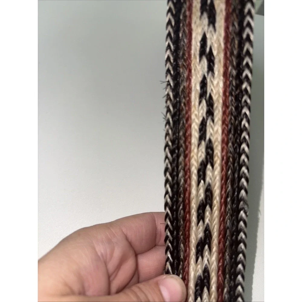 Genuine Hand-Braided Horsehair Western Leather Belt Engraved Horse Buckle Silver